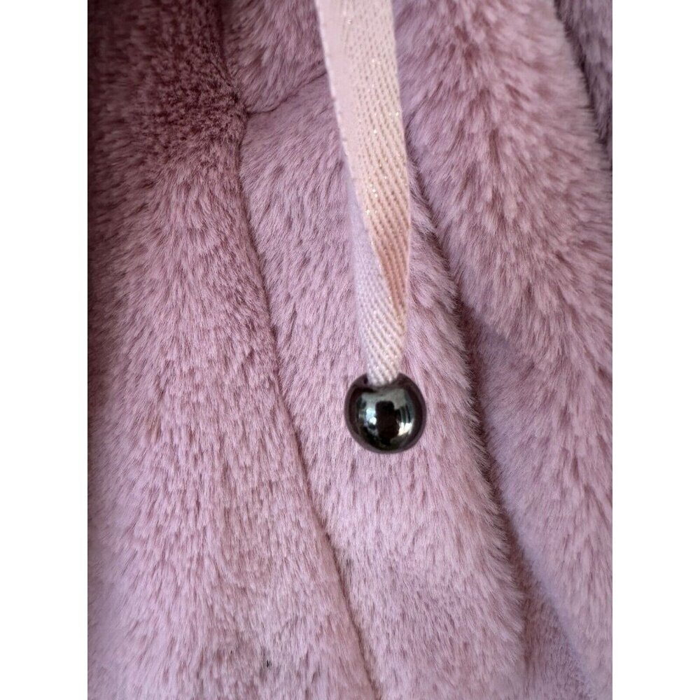 Mailener Paris Womens Jacket Faux Mink Fur Fuzzy Soft Coat Full Zip Pink Small - Picture 3 of 9